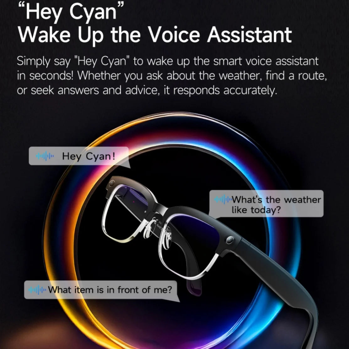 AI Smart Glasses 8 Million Pixels Recording Videos Photo Recognition Answer Translation 290mAh IP66 Waterproof Bluetooth Glasses
