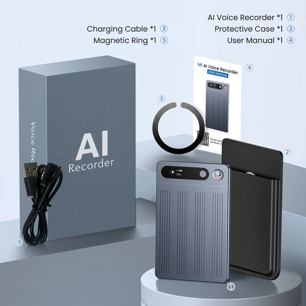 AI Voice Recorder with App Control Utilizing Advanced AI for Transcription And Summarization Portable Audio Recording Device
