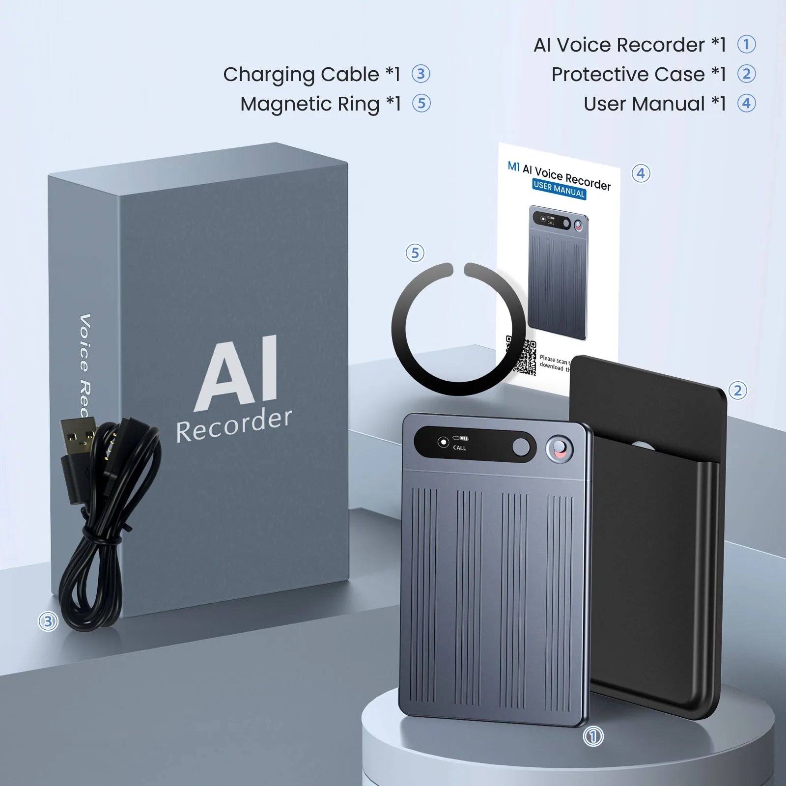 AI Voice Recorder with App Control Utilizing Advanced AI for Transcription And Summarization Portable Audio Recording Device