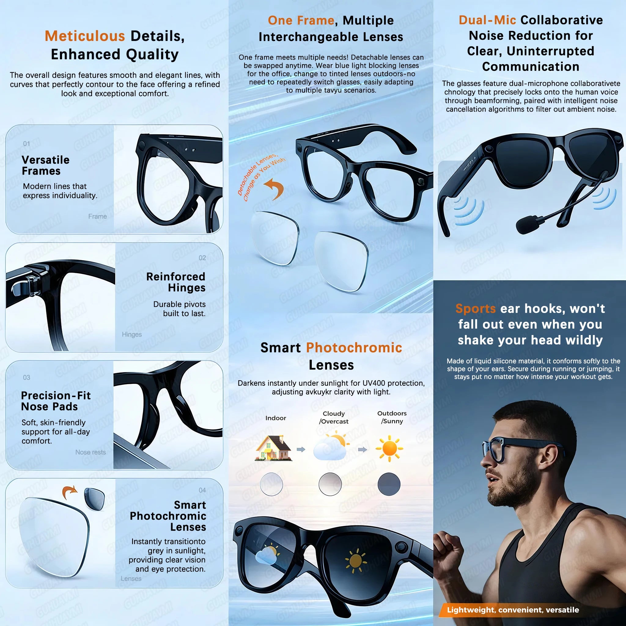 New AI Smart Glasses with 8MP Camera, 4K Video & HD Photo Bluetooth Audio , Real-Time Translation Noise-Cancel Calls Music 2026