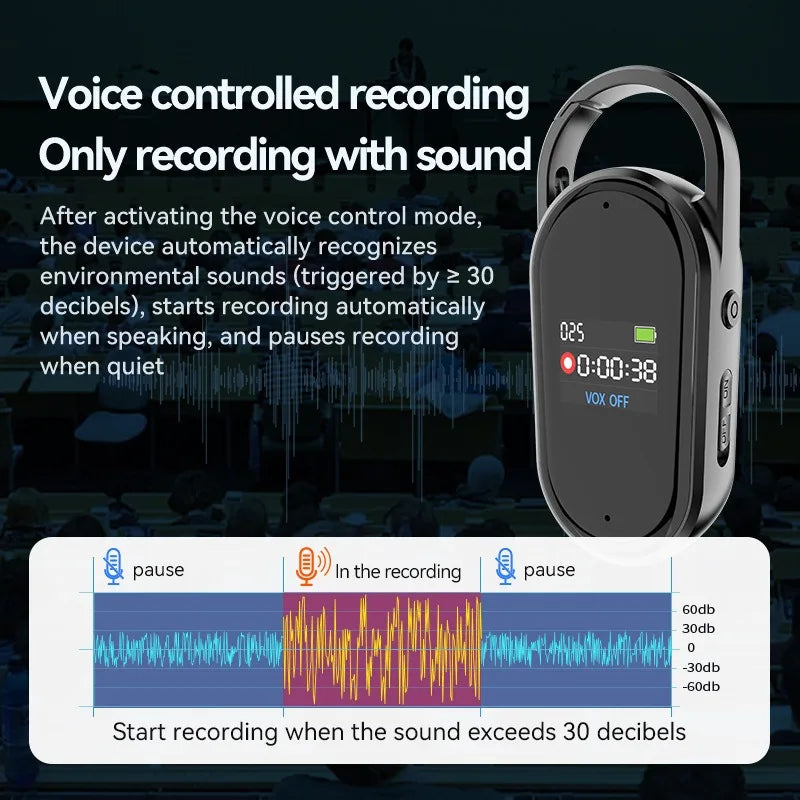AI Voice Recorder Dictaphone with Real-Time Transcription and Translation Audio Recording Noise Reduction for Lectures Meeti