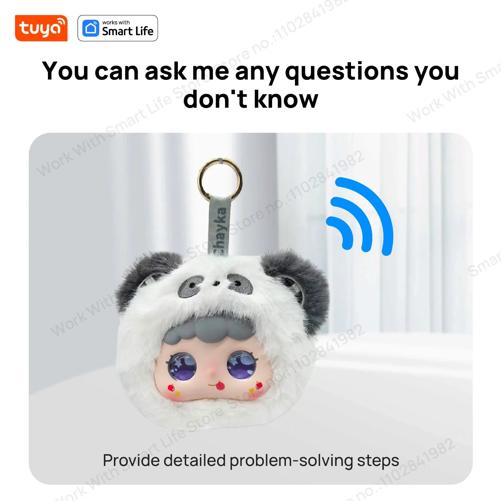 Tuya Smart  AI Plush Robot w/LED Eyes & Voice Control,Interactive Smart Toy USB Rechargeable Companion for Kids Gifts/Smart Home