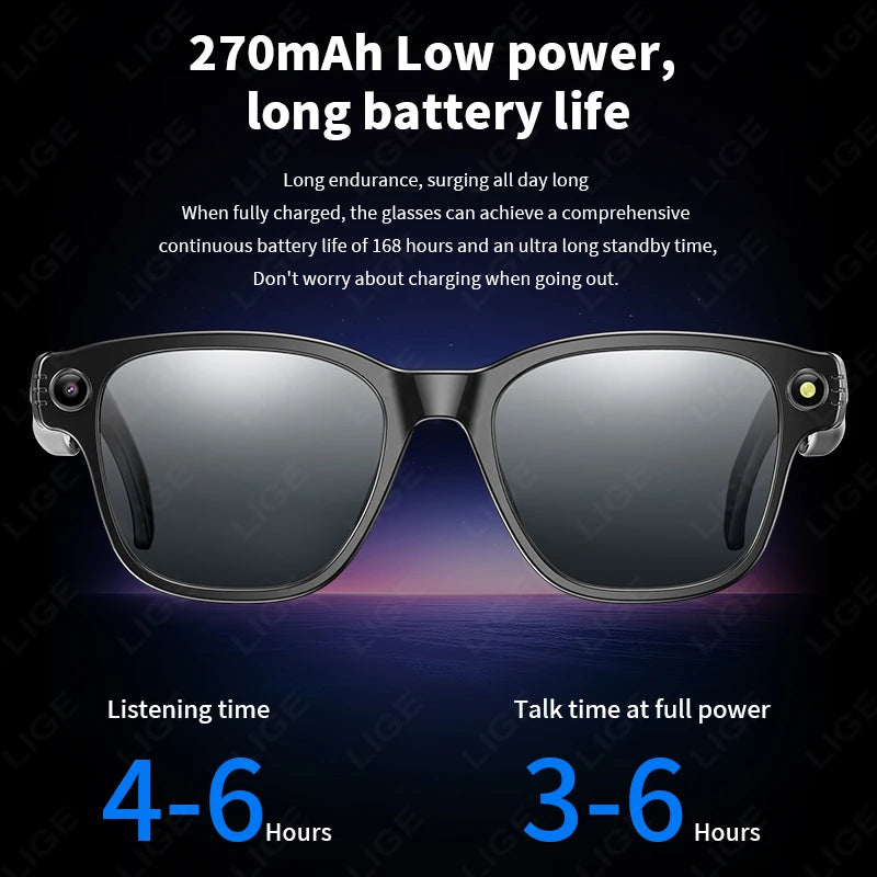 Okulary AI New 800W - Kamera WiFi+Bluetooth, Sterowanie Dotykowe, Nagrywanie