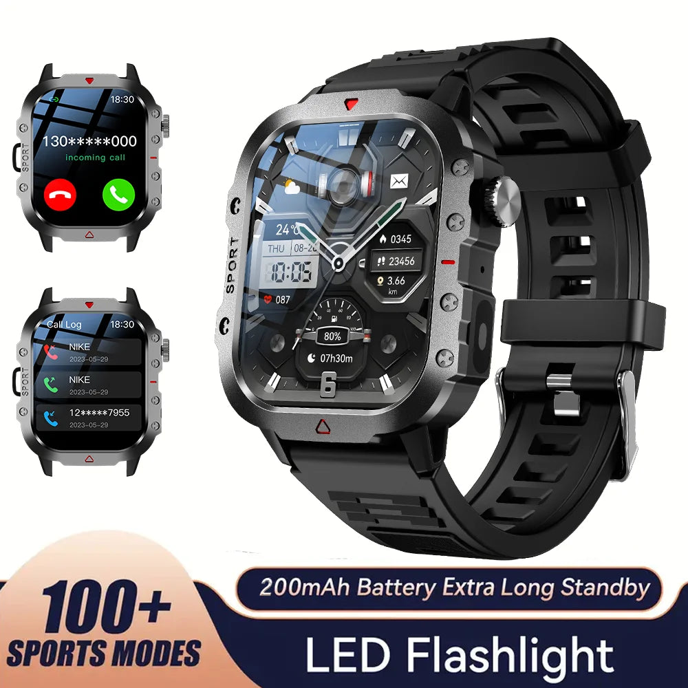 Smartwatch Sportowy KESHUYOU - 2.01" HD, Latarka LED, Bluetooth, Rozmowy
