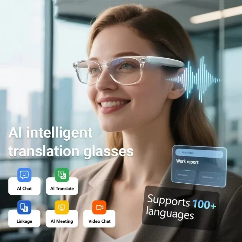 6K AI Smart Glasses Multifunctional Camera Bluetooth Call Voice Assistant Music Player Translate Photochromic HD Glasses