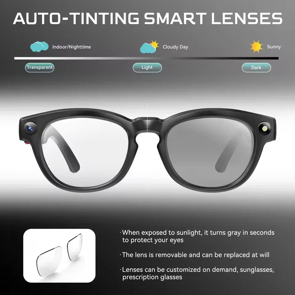 Okulary AI Smart 2026 New - Kamera 8MP, Tłumacz, Bluetooth 5.3, WiFi, ENC