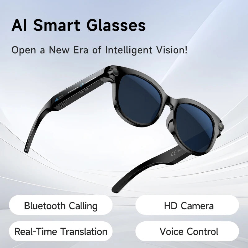 2026 AI Smart Glasses AI Translation Sunglasses Bluetooth Calling Music Player Camera Control Anti-blue Light Glasses  Men Women
