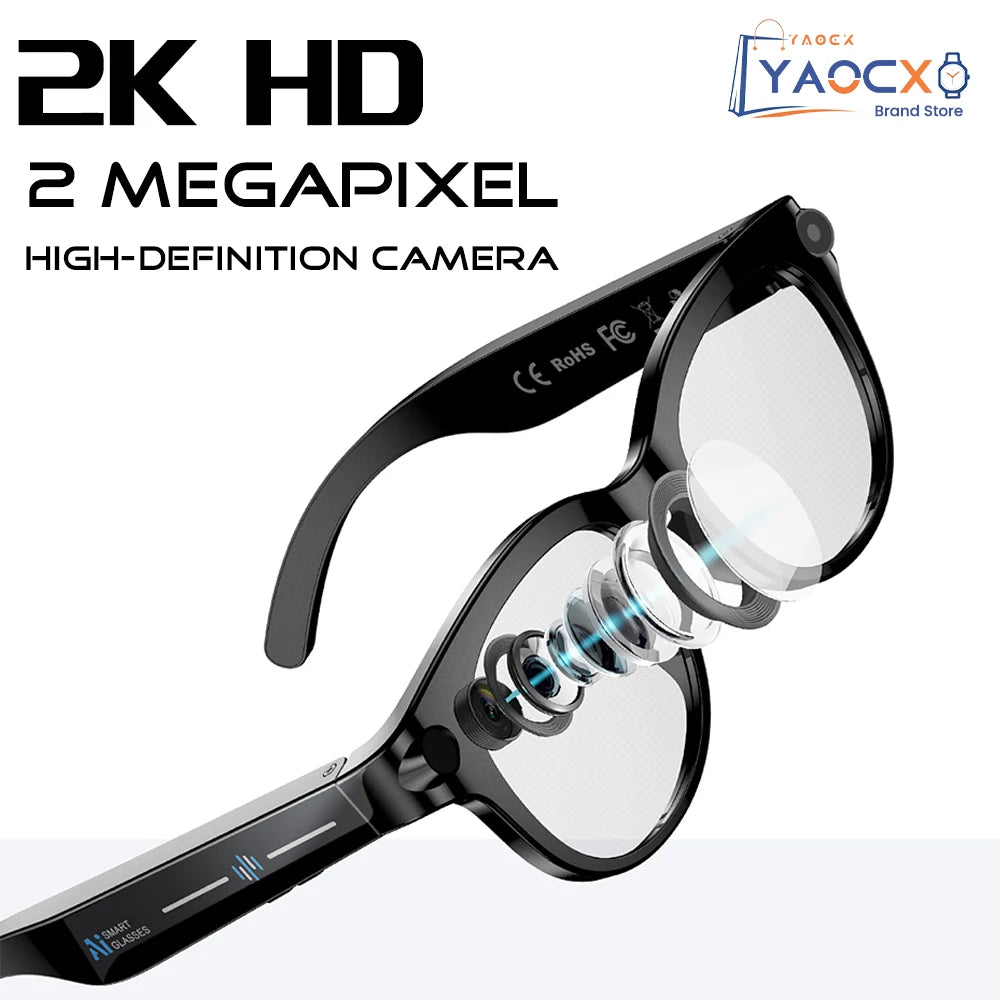 Okulary AI Smart 2026 - Kamera 200W HD, Tłumaczenie 1080P, Asystent, Latarka LED