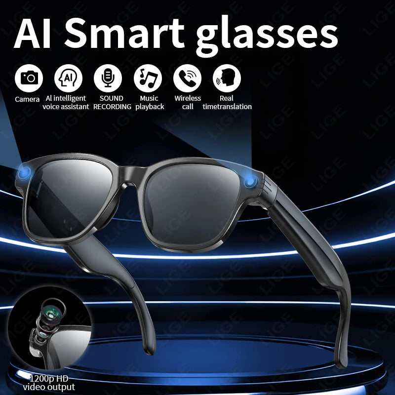 Okulary AI New 800W - Kamera WiFi+Bluetooth, Sterowanie Dotykowe, Nagrywanie